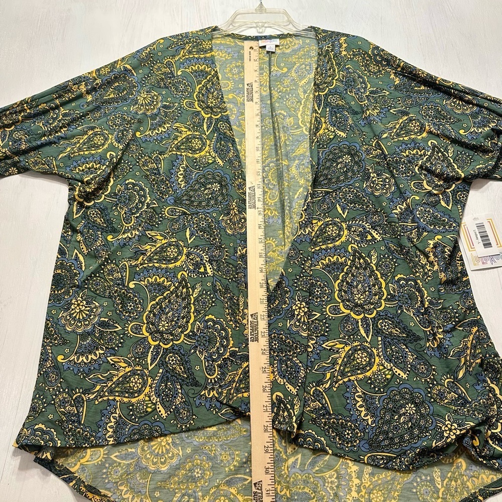LuLaRoe Lindsay Kimono Cardigan L NWT Green Paisley Floral Open Front Cover Up - Picture 5 of 9